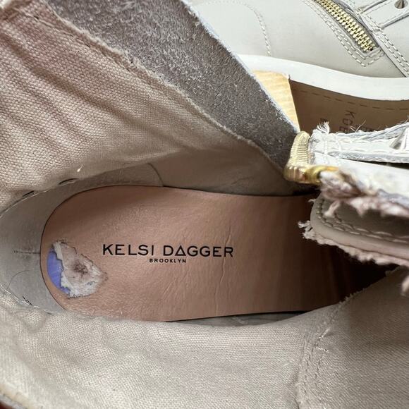 Kelsi Dagger Brooklyn Studded Wallace Buckle Leather Boots Cream Block Heel 8.5 - Picture 12 of 16